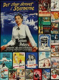 7h0106 LOT OF 26 MOSTLY FORMERLY FOLDED DANISH POSTERS 1940s-1980s a variety of cool movie images!