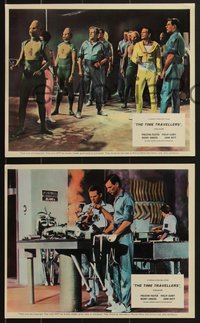 7j1232 TIME TRAVELERS 3 color English FOH LCs 1964 Preston Foster, includes scene with aliens, rare!