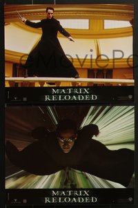 7j1101 MATRIX RELOADED 8 French LCs 2003 Keanu Reeves, Carrie-Anne Moss, Wachowski Bros sequel!