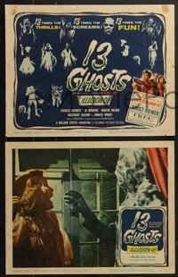 7j0795 13 GHOSTS 8 LCs 1960 William Castle haunted house horror in Illusion-O, cool special effects!