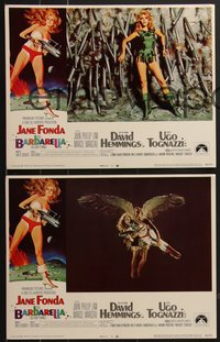 7j0800 BARBARELLA 8 LCs 1968 sexy sci-fi images of Jane Fonda, Roger Vadim directed!