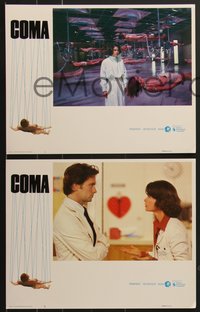 7j0820 COMA 8 int'l LCs 1977 sexy Genevieve Bujold, Michael Douglas, directed by Michael Crichton!