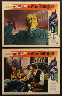 7j0838 EVIL OF FRANKENSTEIN 8 LCs 1964 Peter Cushing, Hammer, wonderful monster images!