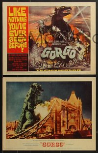 7j0849 GORGO 8 LCs 1961 giant monster special effects scenes, TC w/ Joseph Smith art, complete set!