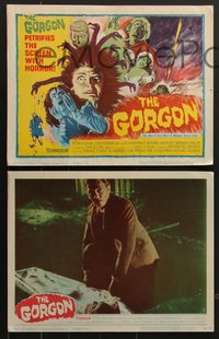 7j0850 GORGON 8 LCs 1965 Peter Cushing, Terence Fisher directed Hammer horror, wonderful TC art!