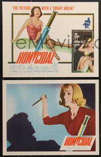 7j0851 HOMICIDAL 8 LCs 1961 William Castle's frightening story of a psychotic female killer!