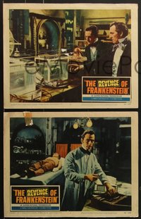 7j0921 REVENGE OF FRANKENSTEIN 5 LCs 1958 Hammer, great images of Peter Cushing, Eunice Gayson!