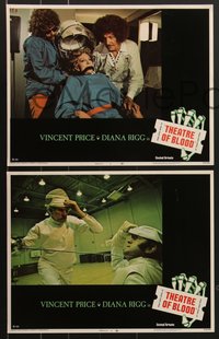 7j0898 THEATRE OF BLOOD 8 LCs 1973 great images of puppet master Vincent Price, Diana Rigg and Dors!