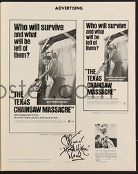 7j1084 TEXAS CHAINSAW MASSACRE signed pressbook 1974 by Edwin Neal, who played the hitchhiker!