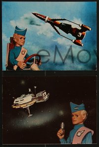 7j1243 THUNDERBIRDS 8 color postcards 1965 great FX images of puppets & rocketships, ultra rare!