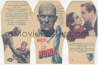 7j1238 MUMMY die-cut Spanish herald 1933 Boris Karloff, cool different sarcophagus art, ultra rare!