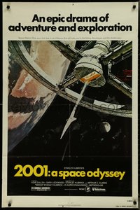 7p0201 2001: A SPACE ODYSSEY 1sh R1980 Stanley Kubrick, art of space wheel by Bob McCall!