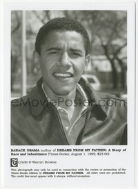 7p1311 BARACK OBAMA 5x7 publicity still 1995 super young selling his book Dreams From My Father!