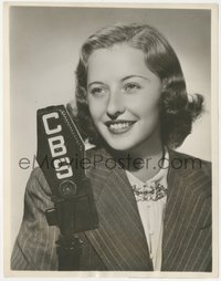 7p1332 DARK VICTORY 8x10 radio publicity still 1938 portrait of Barbara Stanwyck by CBS microphone!