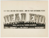 7p1334 DEAD END 7x10 key book still 1937 cool art of the title over the New York City skyline!