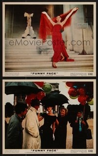 7p1549 FUNNY FACE 2 color 8x10 stills 1957 Audrey Hepburn in both with red and black dresses!