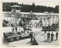 7p1366 GREAT ESCAPE candid 8x10 still 1963 stars on set watch John Sturges on camera truck!