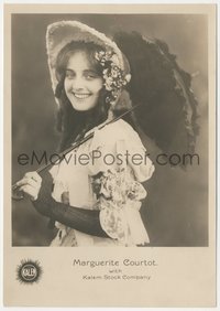 7p1412 MARGUERITE COURTOT deluxe 7x10 still 1914 the pretty silent actress smiling with parasol!