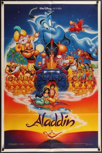 7p0208 ALADDIN DS 1sh 1992 Walt Disney Arabian fantasy cartoon, Calvin Patton & Hom art of cast!