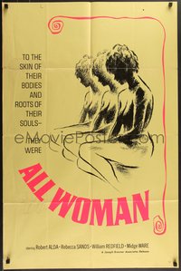 7p0214 ALL WOMAN 1sh 1967 Robert Alda, Rebecca Sand, they were all woman, sexy artwork!