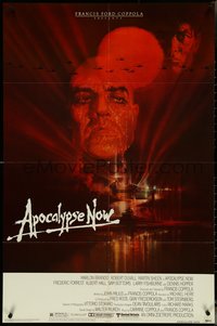 7p0219 APOCALYPSE NOW 1sh 1979 Francis Ford Coppola, classic Bob Peak art of Brando and Sheen!