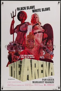 7p0220 ARENA 1sh 1974 John Solie artwork of sexy gladiator Pam Grier, Margaret Markov!