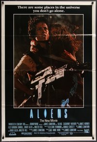 7p0183 ALIENS Aust 1sh 1986 Cameron sci-fi sequel, Sigourney Weaver as Ripley carrying Carrie Henn!