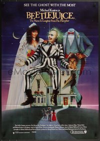 7p0184 BEETLEJUICE Aust 1sh 1988 Tim Burton, Ramsey art of Keaton, Baldwin & Geena Davis!