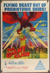 7p0190 GIANT CLAW Aust 1sh 1957 the winged monster from 17,000,000 B.C. destroying city, rare!