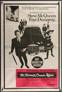 7p0198 THOMAS CROWN AFFAIR Aust 1sh 1968 Steve McQueen & sexy Faye Dunaway by Rolls-Royce car, rare!