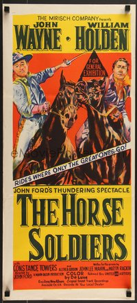 7p0161 HORSE SOLDIERS Aust daybill 1960 U.S. Cavalrymen John Wayne & Holden, Ford, rare!