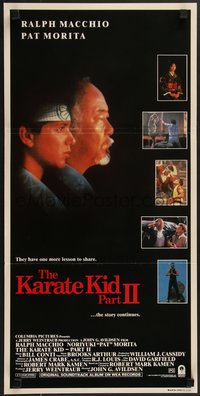 7p0163 KARATE KID PART II Aust daybill 1986 great profile of Pat Morita & Ralph Macchio!