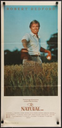 7p0170 NATURAL Aust daybill 1984 best image of Robert Redford throwing baseball in field!