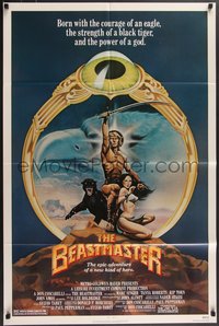 7p0231 BEASTMASTER 1sh 1982 C.W. Taylor art of bare-chested Marc Singer & sexy Tanya Roberts!