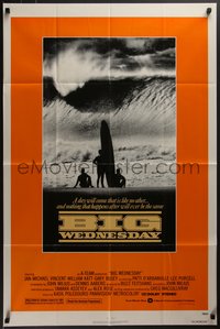 7p0237 BIG WEDNESDAY 1sh 1978 John Milius classic surfing movie, silhouette of surfers on beach!