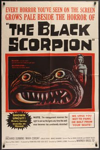 7p0240 BLACK SCORPION 1sh 1957 Rehberger of wacky creature looking more laughable than horrible!