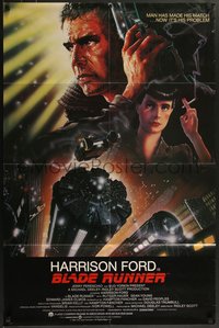 7p0244 BLADE RUNNER int'l 1sh 1982 Ridley Scott sci-fi classic, art of Harrison Ford by Alvin!