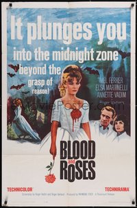 7p0250 BLOOD & ROSES 1sh 1961 Roger Vadim's Et mourir de plaisir, sexiest vampire Annette Vadim!