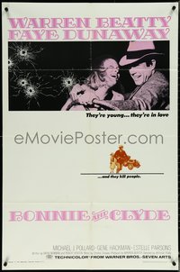 7p0255 BONNIE & CLYDE 1sh 1967 notorious crime duo Warren Beatty & Faye Dunaway, Arthur Penn!