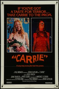 7p0269 CARRIE 1sh 1976 Stephen King, Sissy Spacek before and after her bloodbath at the prom!