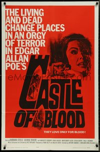 7p0270 CASTLE OF BLOOD 1sh 1964 Edgar Allan Poe, the living and dead in an orgy of terror!