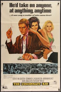 7p0274 CINCINNATI KID 1sh 1965 pro poker player Steve McQueen & sexy Tuesday Weld, Ann-Margret!