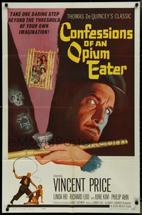 7p0289 CONFESSIONS OF AN OPIUM EATER 1sh 1962 Vincent Price, cool art of drugs & caged girls!