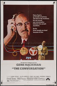 7p0292 CONVERSATION 1sh 1974 art of Gene Hackman by Bernard D'Andrea, Francis Ford Coppola!