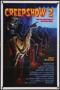 7p0301 CREEPSHOW 2 1sh 1987 Tom Savini, great Winters artwork of skeleton Creep in theater!