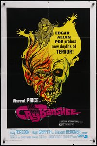 7p0303 CRY OF THE BANSHEE 1sh 1970 Edgar Allan Poe probes new depths of terror, cool artwork!