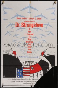 7p0323 DR. STRANGELOVE 1sh 1964 Stanley Kubrick classic, Peter Sellers, Tomi Ungerer art, day-glo!