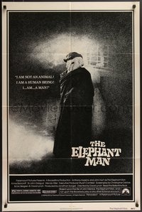 7p0332 ELEPHANT MAN 1sh 1980 John Hurt is not an animal, Anthony Hopkins, directed by David Lynch!