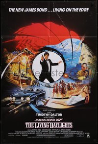 7p0108 LIVING DAYLIGHTS English 1sh 1987 Timothy Dalton as James Bond, art montage by Brian Bysouth!