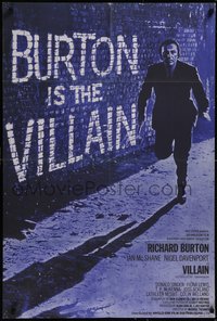 7p0109 VILLAIN English 1sh 1971 Richard Burton has the face of a Villain, cool art!